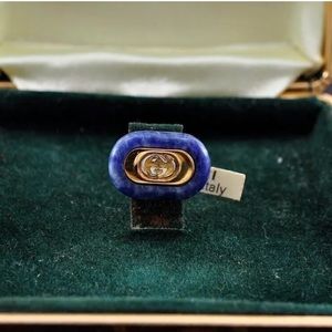 GUCCI Tie Pin Gold Blue w/Case